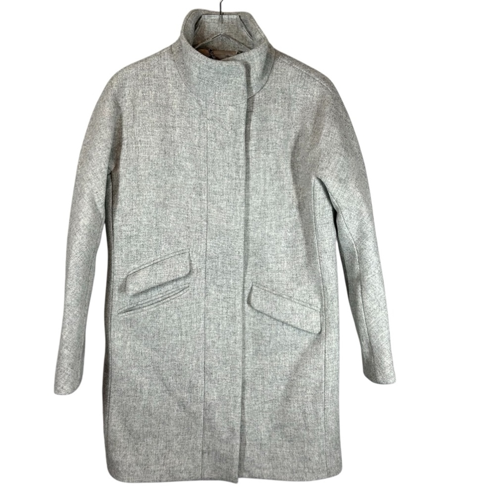 J.CREW Women's 6 Cocoon Light Grey Italian Wool Stadium Cloth Long Full Zip Coat - Picture 3 of 14